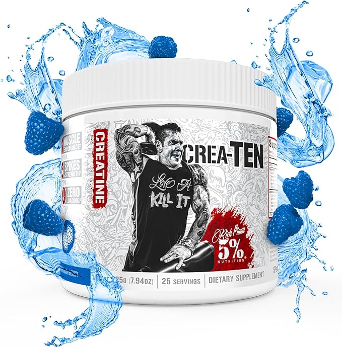 5% Nutrition CreaTEN Creatine Complex + Accelerators | Flavored Creatine Powder for Muscle Gain | Max Power, Strength, Endurance, & Recovery (Blue Raspberry)