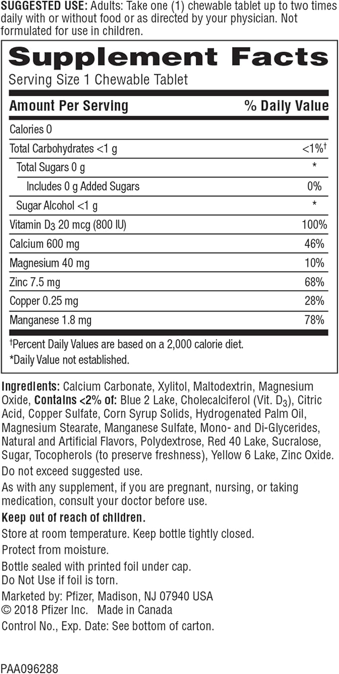 Caltrate Chewables 600 Plus D3 Plus Minerals Calcium Vitamin D Supplement, Cherry, Orange and Fruit Punch - 60 Count (Pack of 2)
