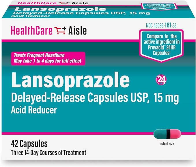 Prevacid 24HR Acid Reducer 42ct & Lansoprazole Heartburn Relief Capsules 42ct Bundle