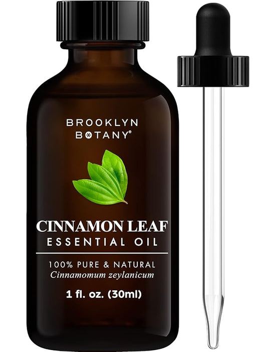 Brooklyn Botany Cinnamon Leaf Essential Oil - 100% Pure and Natural - Premium Grade Oil with Dropper - for Aromatherapy and Diffuser - 1 Fl Oz