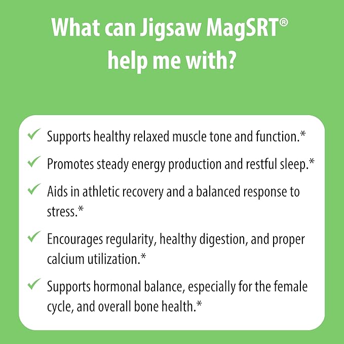 Jigsaw Health MagSRT | Magnesium Supplement with Vitamin B6, Folate & B12 | 240 Tablets | 60 Servings