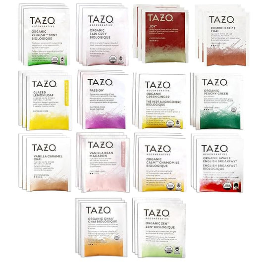 TAZO Tea Bags Sampler Assortment Variety Pack Gift Box (42 Count) 14 Different Flavors Gifts for Her Him Women Men Tea Lovers Couples Family Friends Coworker