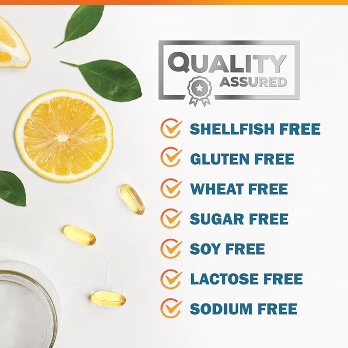 Triple Strength Omega 3 Fish Oil - 2400 mg Natural Omega-3 Supplements Support Brain, Heart & Joint Health with EPA & DHA Essential Fatty Acids - Lemon Flavor, Burpless, Wild Caught - 60 Softgels