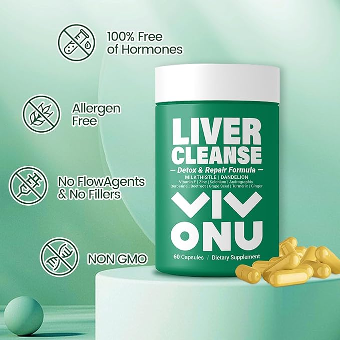 Liver Cleanse, Detox & Repair Formula - Milk Thistle Herbal Support Supplement - Contains Silymarin Extract, Artichoke, Dandelion and 8 Other Natural Ingredients VivoNu