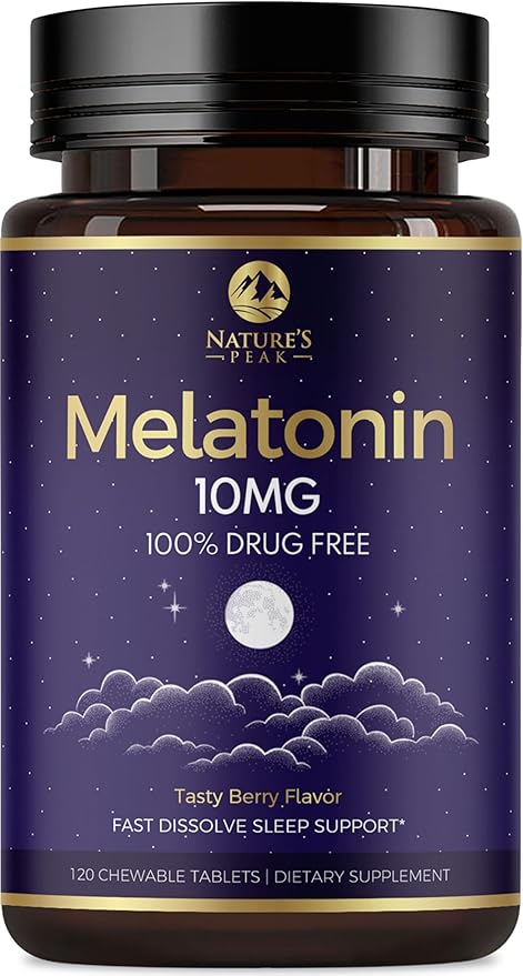 Melatonin 10mg - Sleep Support Supplements for Adults - Extra Strength Fast Dissolve 10 mg Melatonin Tablets for Restful Sleep Support, Natural Strawberry Flavor, Sugar-Free Non-GMO - 120 Day Supply