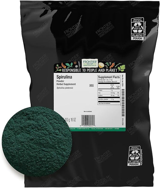 Frontier Co-op Spirulina Powder, Kosher, Non-Irradiated | 1 lb. Bulk Bag | Spirulina platensis Geitler