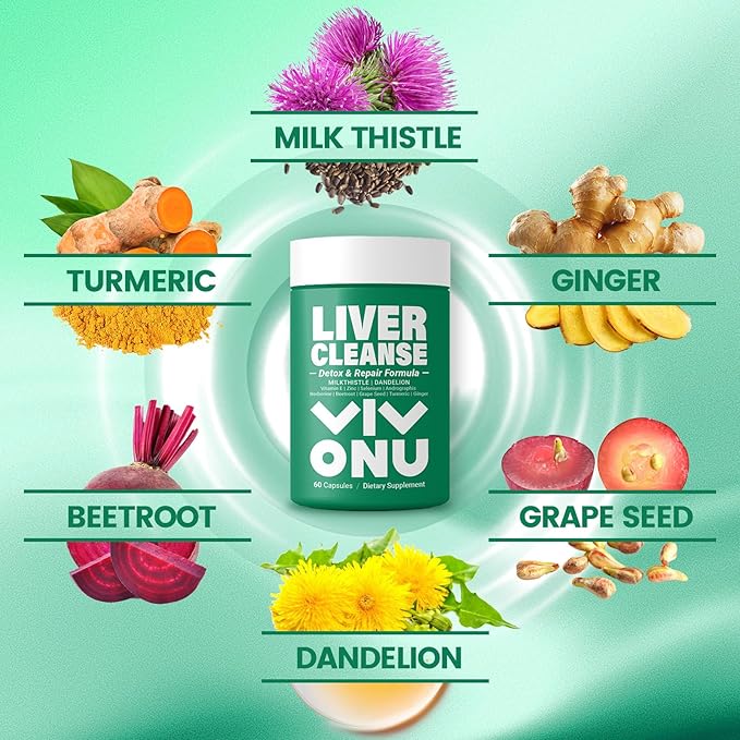 Liver Cleanse, Detox & Repair Formula - Milk Thistle Herbal Support Supplement - Contains Silymarin Extract, Artichoke, Dandelion and 8 Other Natural Ingredients VivoNu