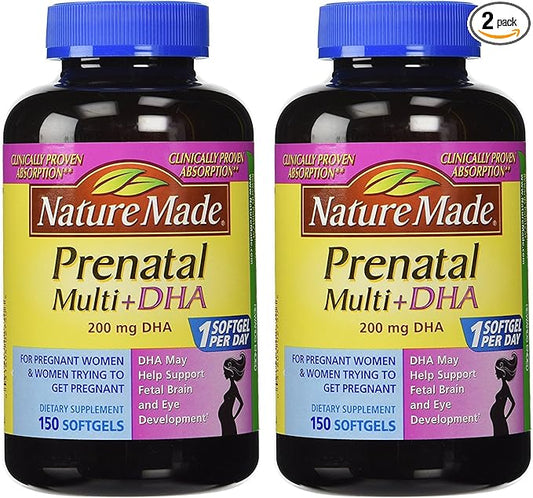 Nature Made Prenatal Multi + Dha, 200mg, 150 Softgels 2pack