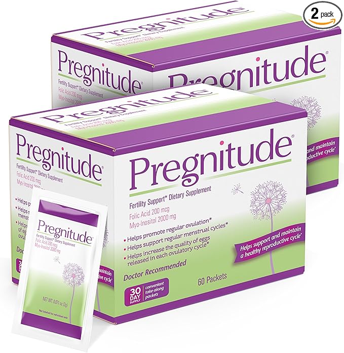 Pregnitude Reproductive Fertility Support - Helps Promote Regular Ovulation - Menstrual Cycles, and Increase Quality of Eggs - 60 Day Supply 120 Packets