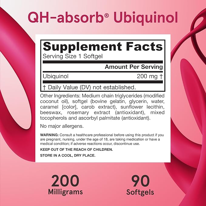 Jarrow Formulas CoQ10 200mg Softgels - 90 Day Supply, Ubiquinol Co Q 10 Supplement for Cardiovascular Health, 90 Softgels