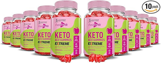 (10 Pack) Fast Track Keto ACV Gummies Extreme 2000MG Fasttracj Keto Gummies Apple Cider Vinegar Formulated with Pomegranate Beet Juice Powder B12 Vegan Non GMO 600 Gummys