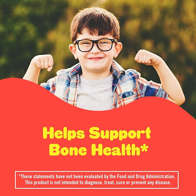 L’il Critters Calcium + D3 Daily Gummy Supplement for Kids, for Bone Support, Orange, Strawberry and Cherry Flavors, 150 Gummies