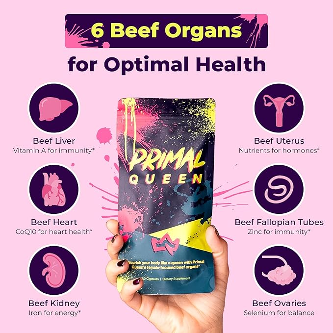 Female-Optimized Beef Organ Superfood Supplement (Beef Liver, Kidney, Heart, & 3 More) - 100% Grass Fed, Pasture Raised Cattle - Balance Hormones, Energy, & More for Women (Pack of 2)