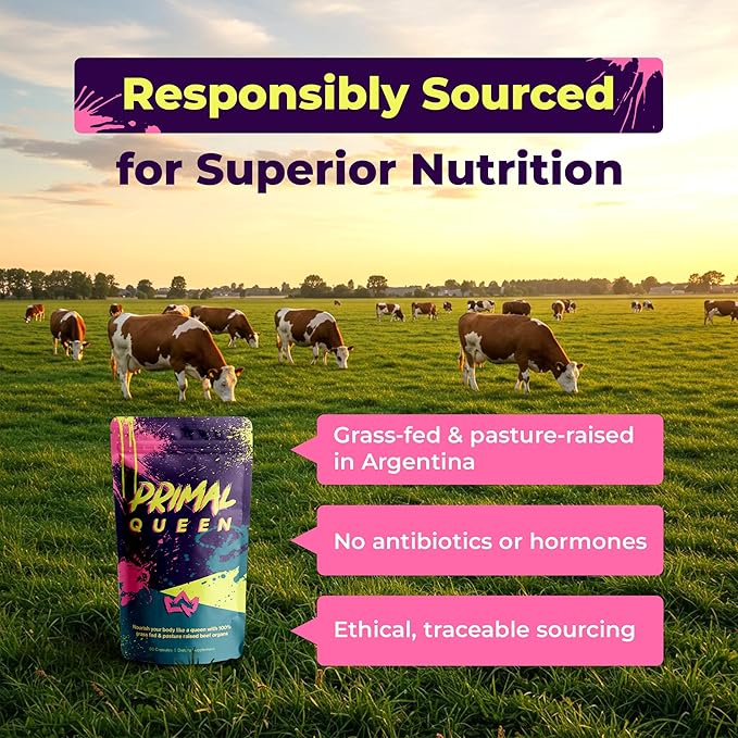 Female-Optimized Beef Organ Superfood Supplement (Beef Liver, Kidney, Heart, & 3 More) - 100% Grass Fed, Pasture Raised Cattle - Balance Hormones, Energy, & More for Women (Pack of 2)